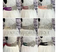 UK Flower Girl Boutique Diamante Glamour Sash - Various Colours - Emerald