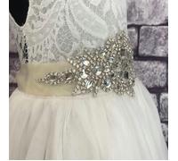 UK Flower Girl Boutique Diamante Glamour Sash - Various Colours - Ivory