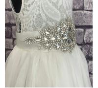 UK Flower Girl Boutique Diamante Glamour Sash - Various Colours - White
