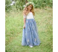 UK Flower Girl Boutique Enchanted Dress - Dusty /White Lace - 13/14 years