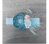UK Flower Girl Boutique Feather and Flowers Headband - Sage