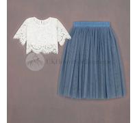 UK Flower Girl Boutique Felicity Couture - Dusty Blue - 3/4 yrs