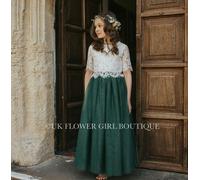 UK Flower Girl Boutique Felicity Couture - Hunter Green - 11/12 yrs