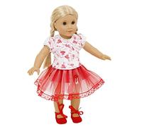 UK Frilly Lily Red Tutu Skirt and Fairy T shirt 14-18 ins[35-45cm]To fit dolls such as Our Generation and American Girl Doll[DOLL AND SHOES NOT INCLUDED]