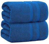 UK furniture Pack of 2 Extra Large Bath Sheets Towel Super Soft 100% Pure Egyptian Cotton (100 x 200 cm) Luxury XXL Big Size Bathroom Towels 600GSM (Blue)
