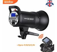 UK 2pcs Godox SK300II 300W 2.4G Flash+X1 trigger+2m stand Grid softbox+Barn door