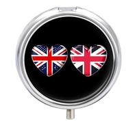 UK Great Britain Heart Flag Travel Pill Organizer Portable Pill Case Small Pill Box for Purse Pocket