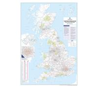 UK Great Britain Postcode Wall Map Poster Laminated 120cm X 83cm, Paper | Large Wall Map, Shows Postcode, County & District Boundaries, Main Roads, Cities, Towns & Villages, Clearly Displayed