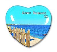 UK Great Yarmouth Fridge Magnet Refrigerator Stickers Collection Decorative Magnet Travel Souvenir Heart-Shaped Crystal Glass