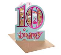 UK Greetings | 10th Birthday Card | Bright Flamingo Design | With Envelope | Happy Birthday Gifts | Greeting Card | Her/Girls/Women | 14 x 19.5cm
