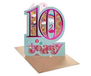 UK Greetings | 10th Birthday Card | Bright Flamingo Design | With Envelope | Happy Birthday Gifts | Greeting Card | Her/Girls/Women | 14 x 19.5cm