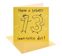 UK Greetings | 13th Birthday Card | Fun Birthday Design | With Envelope | Happy Birthday Gifts | Greeting Card | Her/Him | 15.9 x 15.9cm