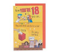 UK Greetings | 18th Birthday Card | Witty Cartoon Design | With Envelope | Happy Birthday Gifts | Greeting Card | Her/Him | 155 x 235 mm