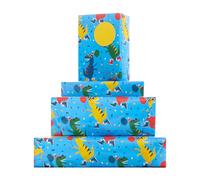 UK Greetings 2 Sheets of Wrapping Paper & 2 Tags for Kids/Boys Birthday - Dinosaur Design
