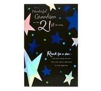 UK Greetings 21st Birthday Card for Grandson | Lovely Design With Envelope