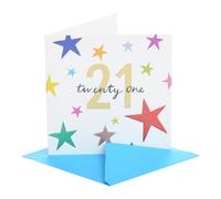 UK Greetings | 21st Birthday Card for Him/Her/Friend | Happy Birthday Gifts | Men, Women | Colourful Stars Design | With Envelope | 15.9 x 15.9cm