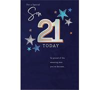 UK Greetings | 21st Birthday Card for Son | Happy Birthday Gifts | Him, Boys, Men | Silver Finish Design | With Envelope | 155 x 235 mm