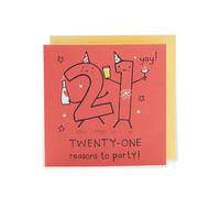 UK Greetings | 21st Birthday Card | Happy Birthday Gifts | Her/Him | Red Design | With Envelope | 165 x 165 mm
