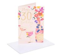 UK Greetings | 30th Birthday Card | Floral Champagne Design | With Envelope