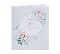 UK Greetings | 30th Wedding Anniversary Card | Beautiful Floral Design