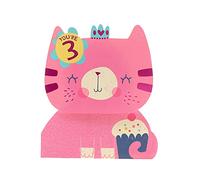 UK Greetings 3rd Birthday Card for Girl - Pink Cat Design