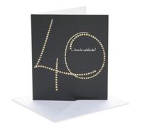UK Greetings | 40th Birthday Card | Starry Number Design | With Envelope