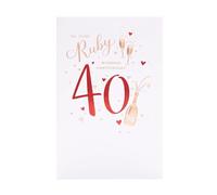 UK Greetings | 40th Wedding Anniversary Card for A Special Couple | Happy Anniversary | Her/Him | Ruby Design | With Envelope | 155 x 235 mm