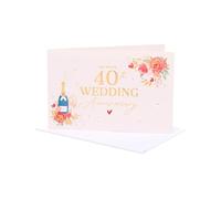 UK Greetings | 40th Wedding Anniversary Cards | Happy Anniversary | Her/Him | Gold Text Design | With Envelope | 235 x 155 mm