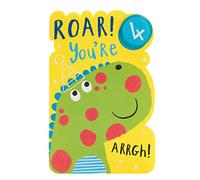UK Greetings 4th Birthday Card for Boy - Cute Dinosaur Design