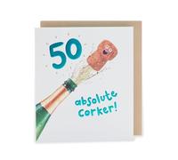 UK Greetings | 50th Birthday Card | Happy Birthday Gifts | Her/Him | Absolute Corker Design | With Envelope | 15.9cm x 18.4cm