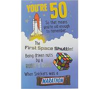 UK Greetings | 50th Birthday Card | Happy Birthday Gifts | Her/Him | Nostalgic Design | With Envelope | 155 x 235 mm