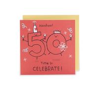 UK Greetings | 50th Birthday Card | Happy Birthday Gifts | Her/Him | Red Design | With Envelope | 165 x 165 mm