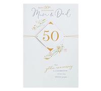 UK Greetings 50th Wedding Anniversary Card for Mum/Dad - Traditional Design