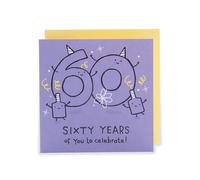 UK Greetings | 60th Birthday Card | Happy Birthday Gifts | Her/Him | Purple Design | With Envelope | 165 x 165 mm