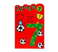 UK Greetings | 7th Birthday Card | Football Design | With Badge & Envelope