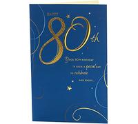 UK Greetings | 80th Birthday Card for Him/Friend | Happy Birthday Gifts | Him, Boys, Men | Dark Blue Design | With Envelope | 143 x 216 mm