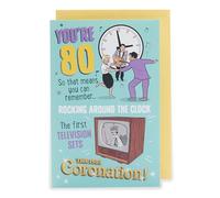 UK Greetings | 80th Birthday Card | Happy Birthday Gifts | Her/Him | Nostalgic Design | With Envelope | 155 x 235 mm