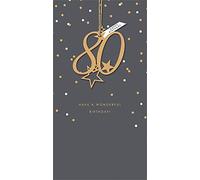 UK Greetings | 80th Birthday Card | Raffia Design | with Envelope