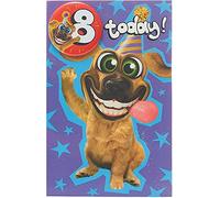 UK Greetings 8th Birthday Card for Boy - Funny Dog & Badge Design
