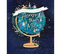 UK Greetings Across The Miles Christmas Card Christmas Wishes Foiled Globe Xmas Greetings - Carlton Cards Heartfelt, Festive, Eco-Friendly, Stunning Design, Togetherness, Keepsake, Joy