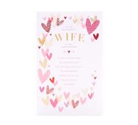 UK Greetings Anniversary Card for Wife - Pink & Gold Hearts Design - Thinking of You Range