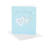 UK Greetings | Anniversary Card | Happy Anniversary | Her/Him | 2 Hearts with Pattern Design | With Envelope