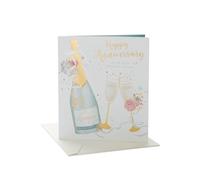 UK Greetings | Anniversary Card | Happy Anniversary | Her/Him | Champagne & Flutes Design | With Envelope | 165 x 190 mm