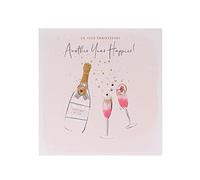 UK Greetings | Anniversary Card | Pink Champagne Design | With Envelope