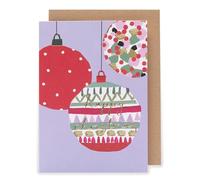 UK Greetings Artistic Christmas Card Foiled Baubles Kindred Art Range Xmas Greetings - Kindred Art Range Festive Design, Heartfelt Gesture, Vibrant Colours, Cheerful, Blank Inside, Gold Foil