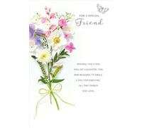 UK Greetings Artistic Female 'Special Friend' Greeting Card - Wildflower Bouquet - With A Silver Foil Finish - From The Gibson Range