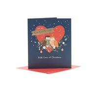 UK Greetings Aunt & Uncle Christmas Card Festive Pair Of Owls & Love Hearts Xmas Greetings - Carlton Cards Enchanting Design, Heartfelt Message, Festive Family Celebrations, Eco-Friendly