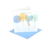 UK Greetings | Baby Boy Card | Newborn Gifts | For New Parents | Balloons | With Envelope | 15.9 x 15.9 cm