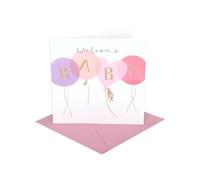 UK Greetings | Baby Girl Congratulations Card | Newborn Gifts | For New Parents | Balloons | With Envelope | 15.9 x 15.9 cm