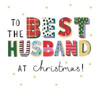 UK Greetings Best Husband Christmas Card Artistic Foiled Kindred Art Range Xmas Greetings - Kindred Art Range Vibrant Design, Festive Wishes For Him, Gold Foiling, Eco-Friendly, Keepsake